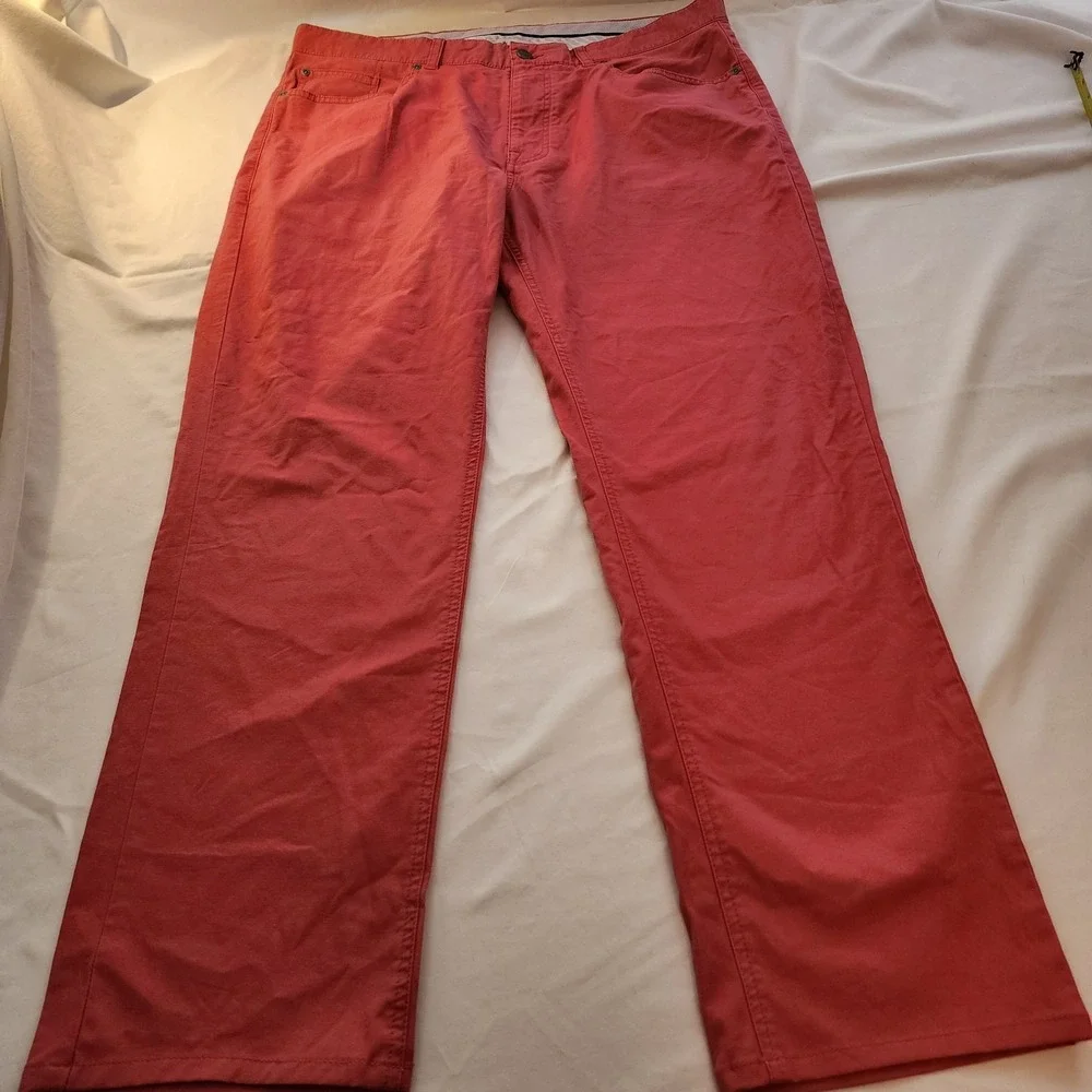 Peter Millar‎ Pima Cotton Dress Pants Cape Red Flat Front Size 38